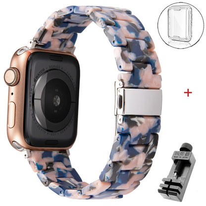 Resin strap for apple watch band 6 5 44mm 42mm 38mm correa transparent bracelet for iwatch 6 series 6 se 5 4 3/2 watchband 40mm