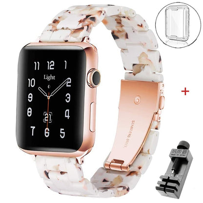 Resin strap for apple watch band 6 5 44mm 42mm 38mm correa transparent bracelet for iwatch 6 series 6 se 5 4 3/2 watchband 40mm