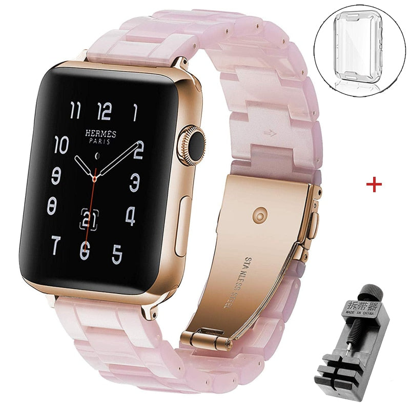 Resin strap for apple watch band 6 5 44mm 42mm 38mm correa transparent bracelet for iwatch 6 series 6 se 5 4 3/2 watchband 40mm