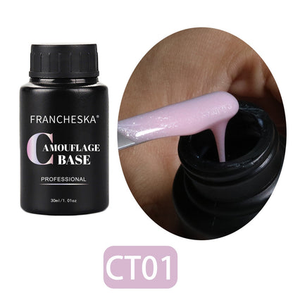 FRANCHESKA 30ML  Glitter Nail Gel Base Polish White Nude Pink Popular Color Semi Permanant Soak Off for Nail Art UV Gel Polish