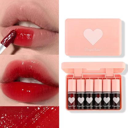 6 Pieces Lip Gloss Stain Long Lasting Liquid Lipstick Fashion Makeup Cosmetics Easy Apply Non-Stick Cup Waterproof Lip Gloss Set