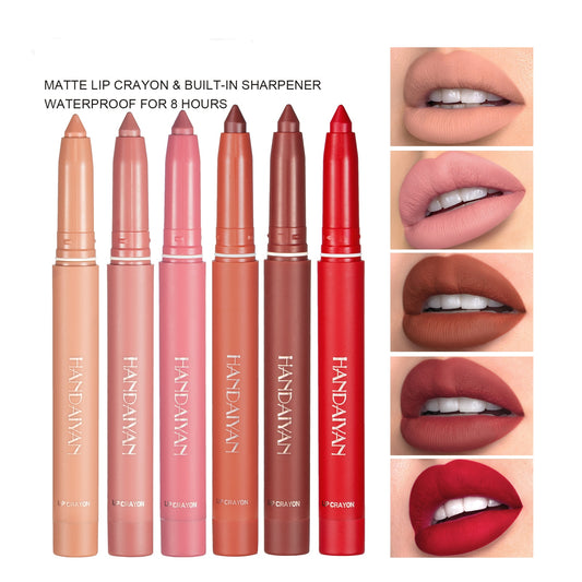 Matte Nude Lipstick Lip Liner 2 in 1 Long Wearing Waterproof Lip Ink Crayon Built-in Sharpener Professional Makeup for Women