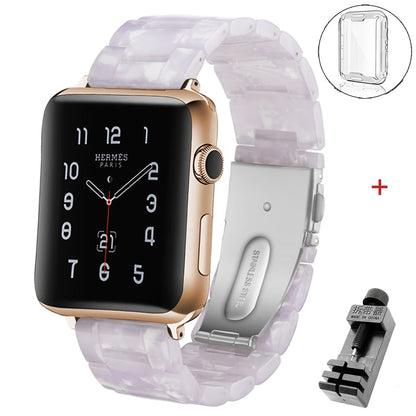 Resin strap for apple watch band 6 5 44mm 42mm 38mm correa transparent bracelet for iwatch 6 series 6 se 5 4 3/2 watchband 40mm