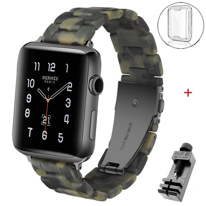 Resin strap for apple watch band 6 5 44mm 42mm 38mm correa transparent bracelet for iwatch 6 series 6 se 5 4 3/2 watchband 40mm