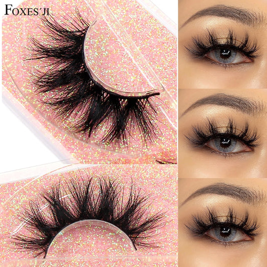 FOXESJI Makeup Eyelashes 3D Mink Lashes Fluffy Soft Wispy Natural Cross Lash Extension Reusable Fake Lashes Mink False Eyelashes