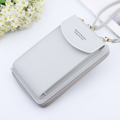 Women Shoulder Strap Purses Solid Color Leather Summer Bag Short Travel Mobile Phone Bag Card Holders Storage Wallet Flap Pocket