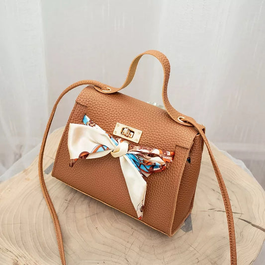 Leather Bow-Knot Shoulder Bag Messenger Purse Bag Women Single Strap Crossbody Handbag Purse Small 5 Colors