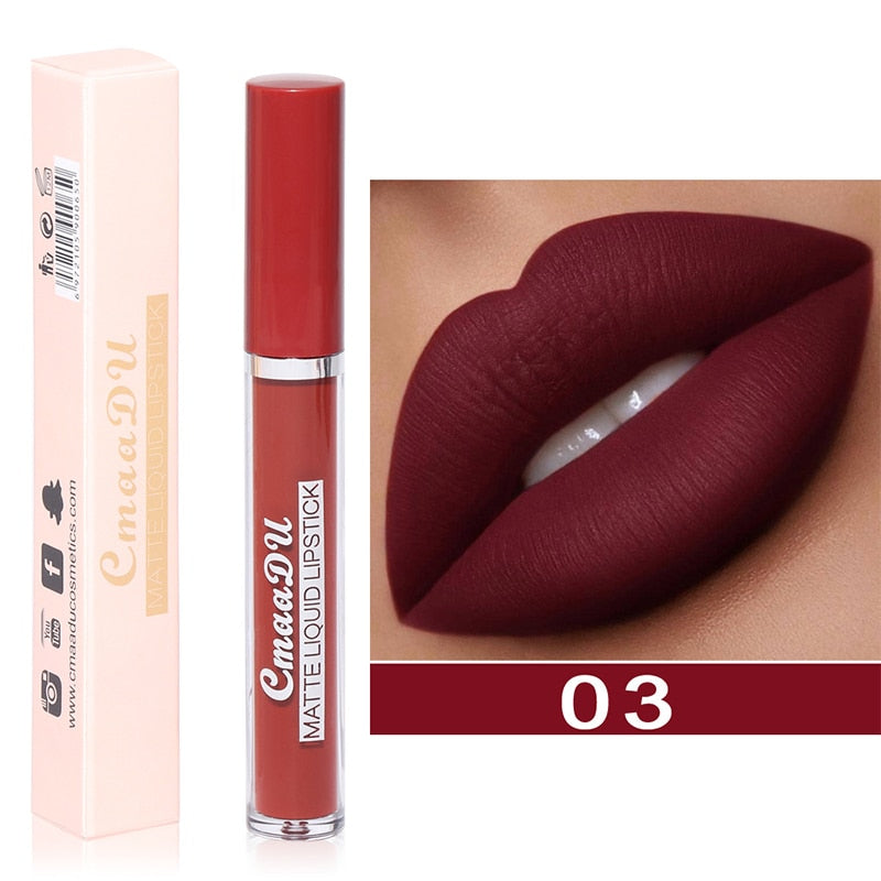 Sexy Long Lasting Velvet Matte Lip Gloss Liquid Lipstick Lip Makeup Women Beauty Red Nonstick Cup Waterproof Lip Gloss YZL2