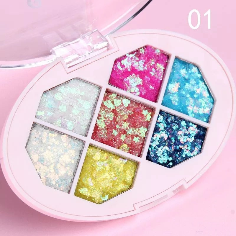 NEW Eye 7 Colors Glitter Diamond Sequins Five Pointed Star Fragment Moon Eyeshadow Pigment Professional Eye Makeup Palette