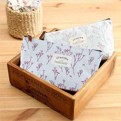 Vintage Flower Storage Bag Women Cosmetic Handbag Female Makeup Case Multi-Functional Ladies Travel Organizer