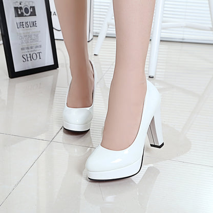 spring and autumn new pattern sexy Super high heel shoes Thick heel waterproof Round head Shallow mouth Trochanter Single shoes occupation Big size Women's shoes