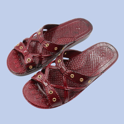 mom slipper Plastic soft sole Shoes for the elderly non-slip outdoor Flat bottom Middle aged and elderly Women's Shoes grandma Wear out Sandals Sandals