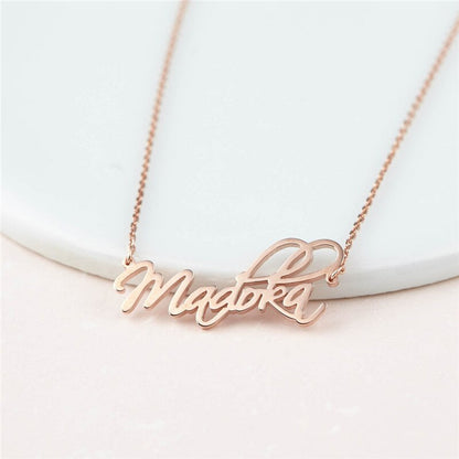 Cursive Name Cursive Handwriting Pendant Necklace Gold Color Stainless Steel Nameplat Custom Necklaces for Women Girls Jewelry