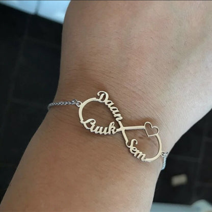 Custom Stainless Steel Infinity Name Bracelet Femme Jewelry Personalized Heart Infinity Nameplate Charm Bracelets For Women