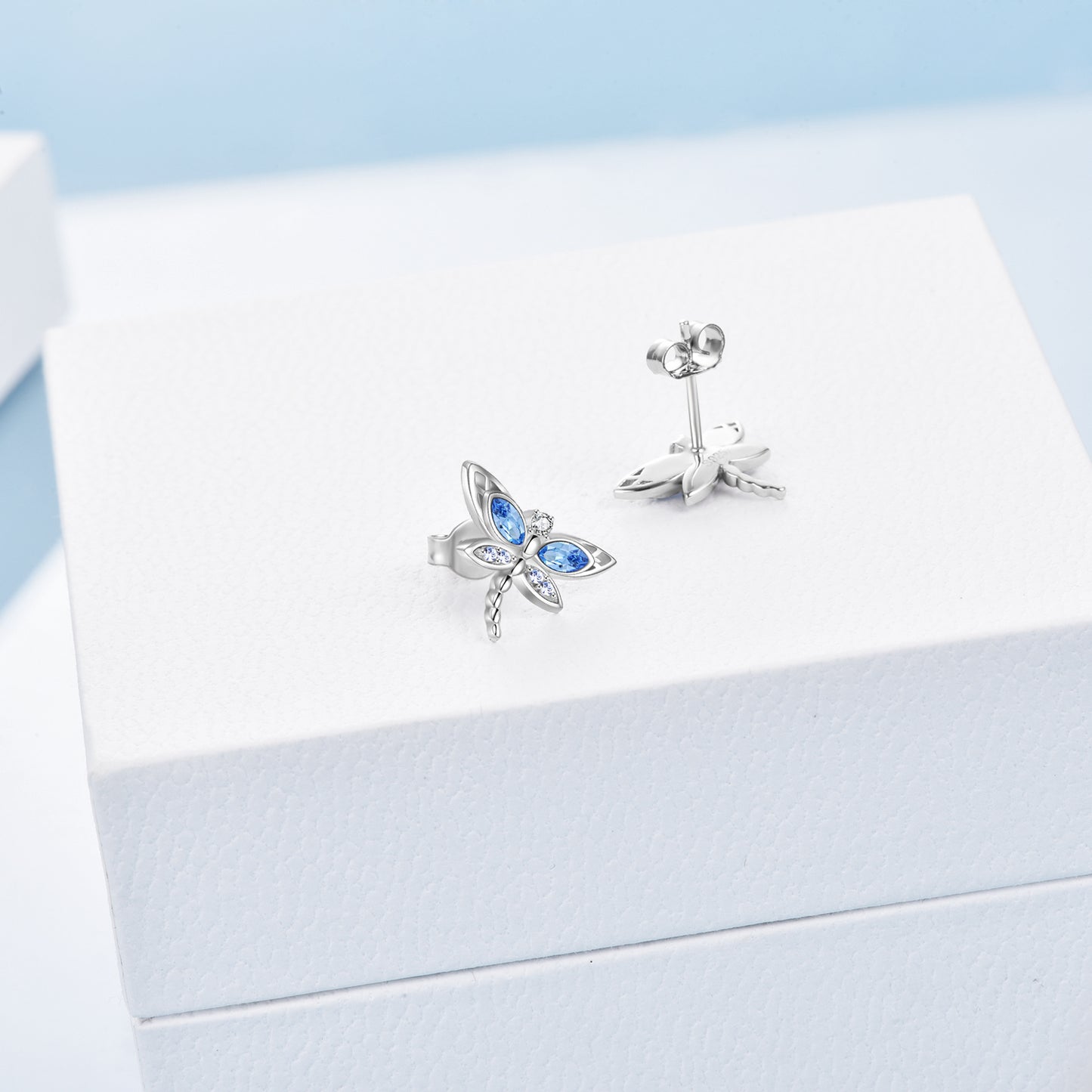 Dragonfly Gifts for Women Sterling Silver Dragonfly Stud Earrings Jewelry with Austrian Crystal