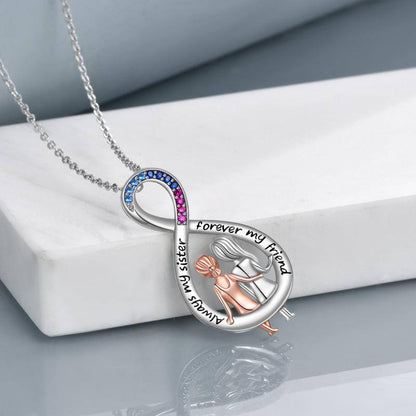 Sister Necklace Sterling Silver Always My Sister Forever My Friend Pendant Necklace Jewelry Gifts for Best Friend Sister