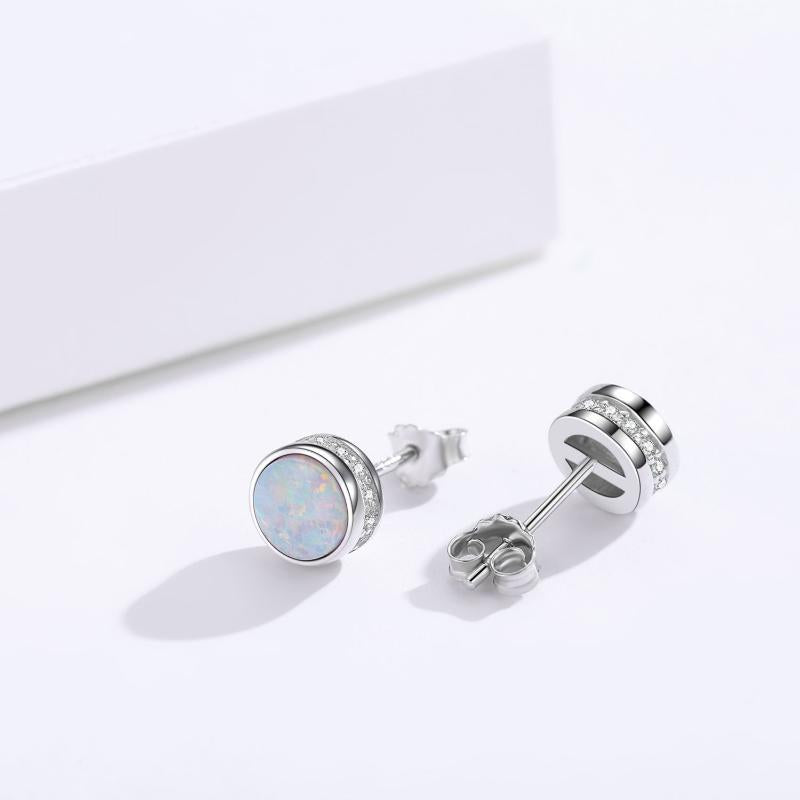 Opal Stud Earrings 925 Sterling Silver Earrings Jewelry