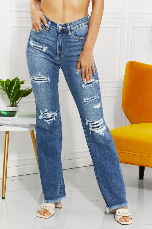 Judy Blue Full Size Janie High Waisted Patched Bootcut