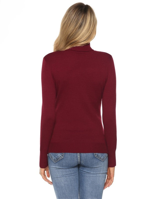 Ladies Casual Fashion Turtleneck Pullover Sweater