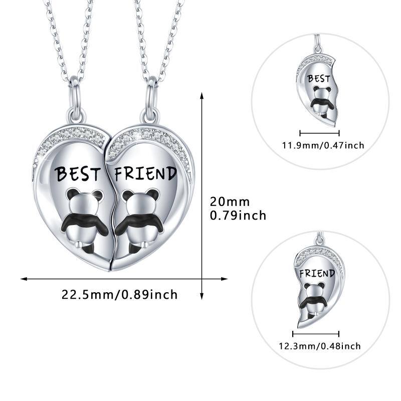 Best Friend Necklaces for 2 Panda Necklace BFF Friendship Necklace for 2 pcs Heart Forever Cute Animal Necklace 925 Sterling Silver Jewelry