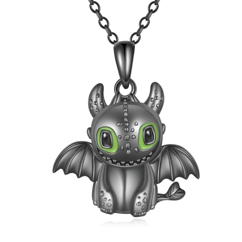 Sterling Silver How to Train Your Dragon Toothless Light Night Fury Charm Pendant Necklace Jewelry