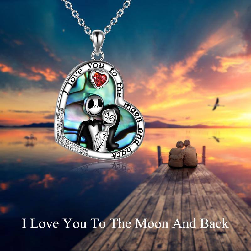 Sterling Silver Nightmare Before Christmas Jack Skellington Infinity Heart Pendant Necklace