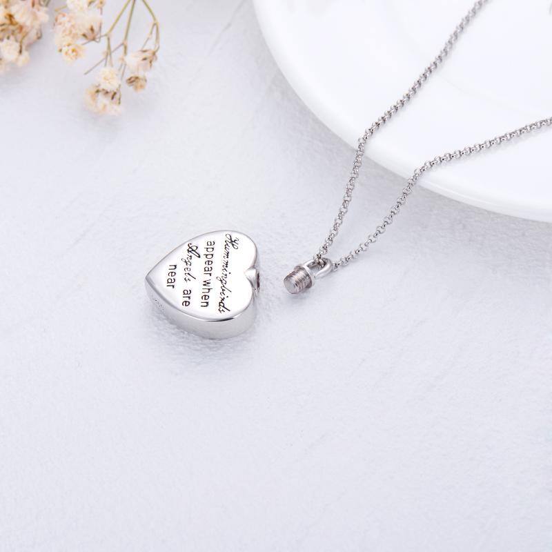 Hummingbird Flower Necklace 925 Sterling Silver Heart Keepsake Memorial Locket Holder Jewelry Gift