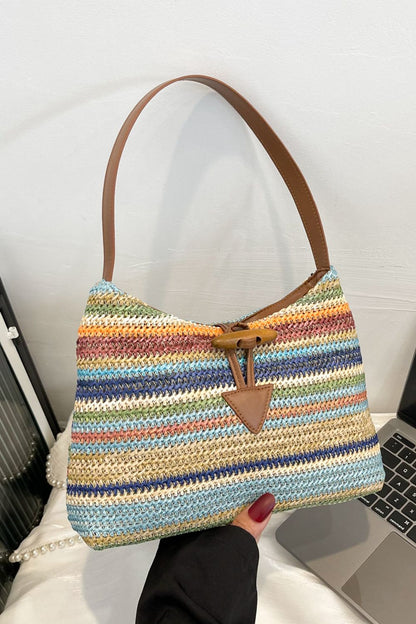 Multicolored Straw Shoulder Bag