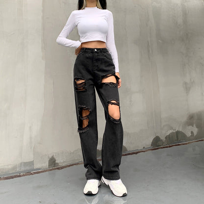 Fashion Casual High-waist Straight-leg Pants Trousers