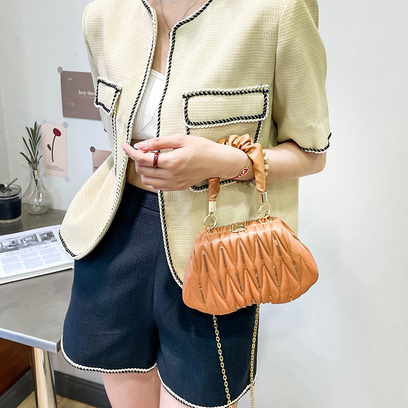 Fashion Chain Pleated Portable Messenger Bag