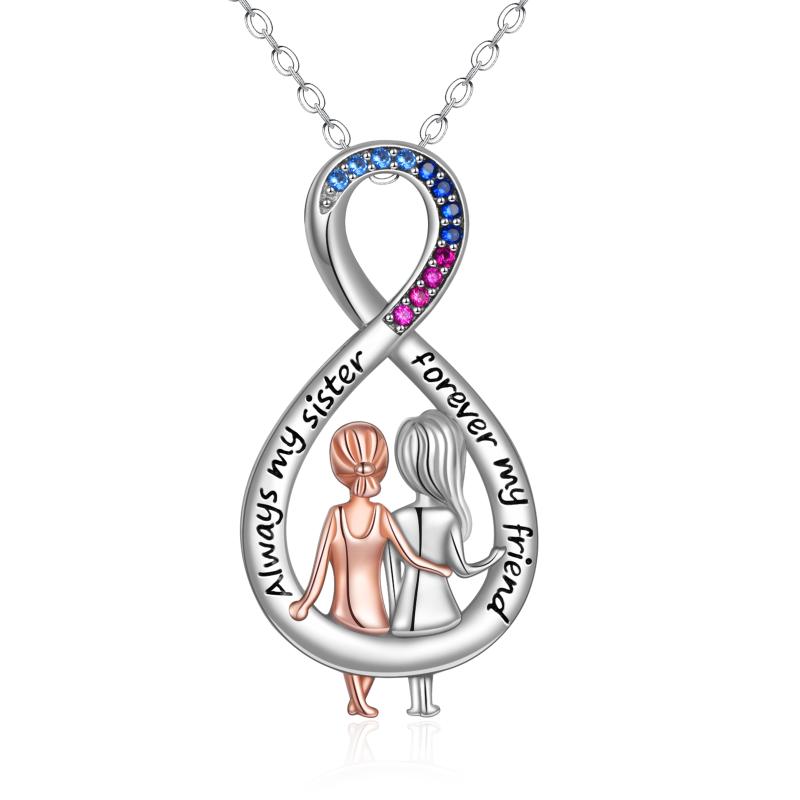 Sister Necklace Sterling Silver Always My Sister Forever My Friend Pendant Necklace Jewelry Gifts for Best Friend Sister