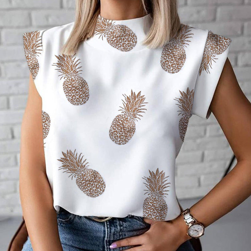 Summer Print Short Sleeve Blouse