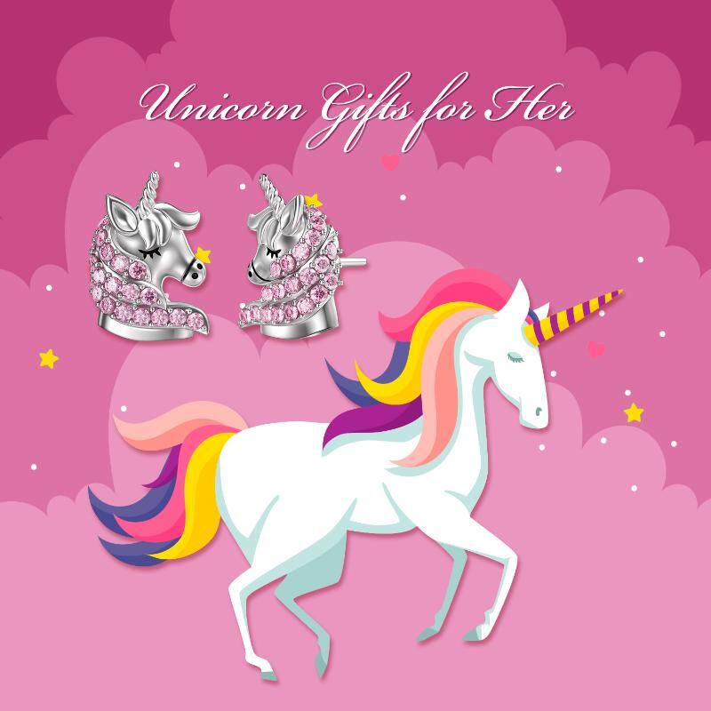 Sterling Silve Unicorn Hypoallergenic Stud Earrings Jewelry