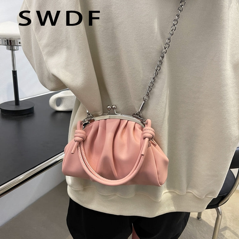 Summer Luxury Brand Design Women Vintage Buckle Handbags And Purse Small PU Leather Crossbody Bags Lady Shell Shoulder Bag