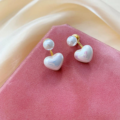 Asymmetric Red Heart Stud Earrings For Women Creative Hollow