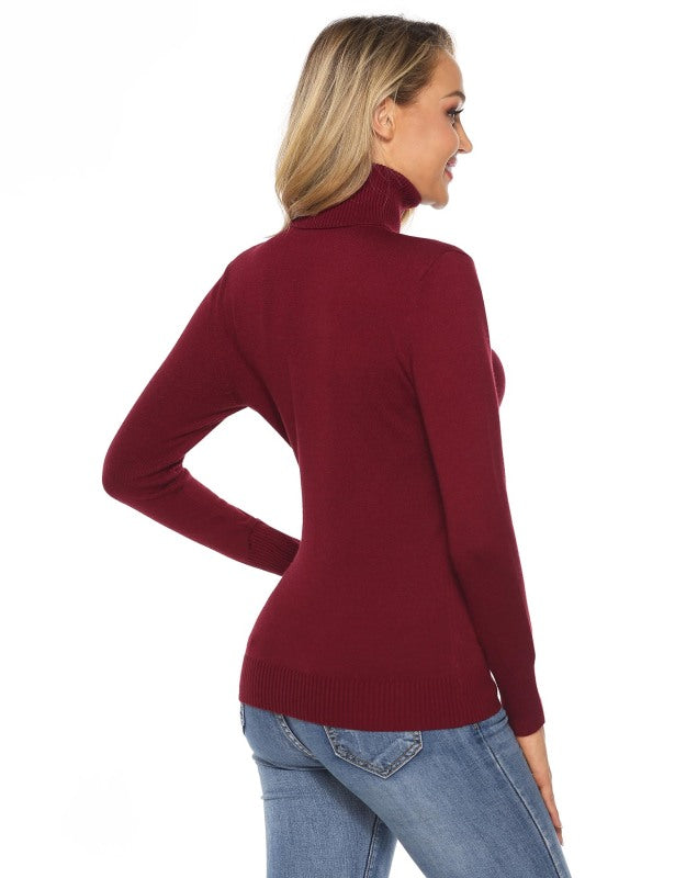 Ladies Casual Fashion Turtleneck Pullover Sweater