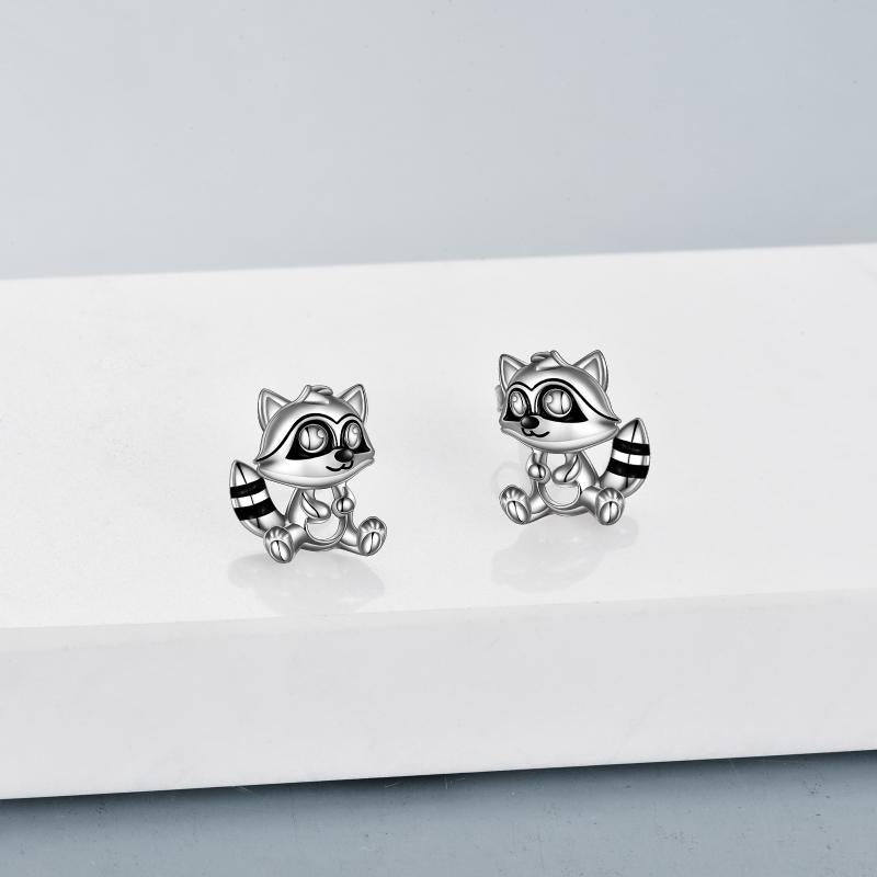 Raccoon Gifts Sterling Silver Raccoon Stud Earrings Cute Animal Raccoon Jewelry for Women Teens Birthday