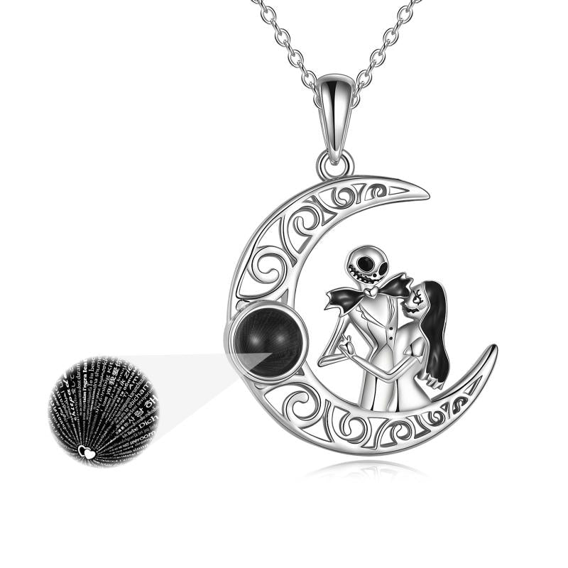 Nightmare Necklaces Before Christmas Gifts 925 Sterling Silver Sally and Jack I Love You to The Moon and Back Skull Jewelry