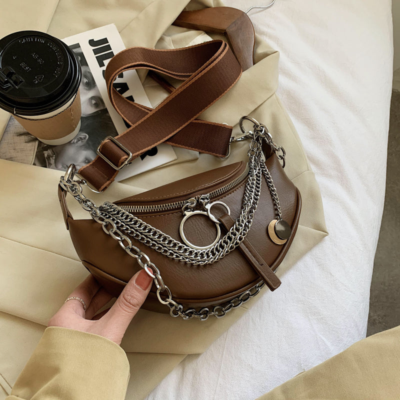 Designer Bags Women Fashion Bag Chains Saddle Crossbody Bags For Women 2022 New Luxury Handbags Shoulder Bag Leather Purse Black