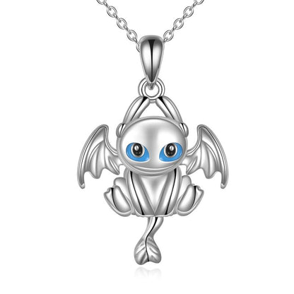 Sterling Silver How to Train Your Dragon Toothless Light Night Fury Charm Pendant Necklace Jewelry