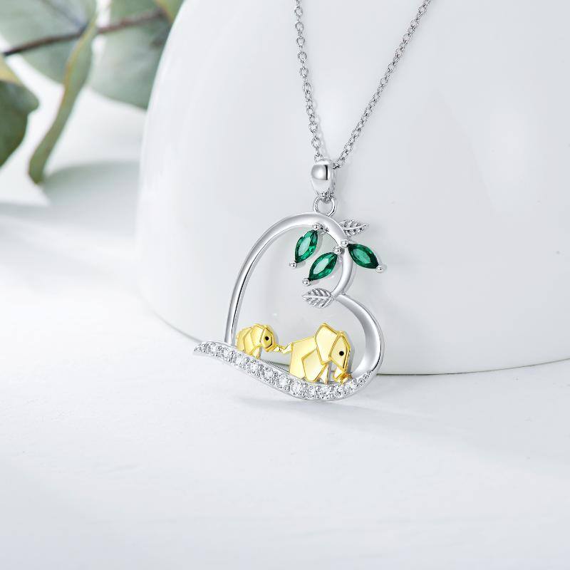 Elephant Necklace 925 Sterling Silver Mother And Child Lucky Origami Elephant Pendant Necklace Jewelry for Women