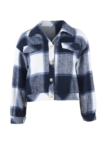 Women's fashion casual short plaid jacket