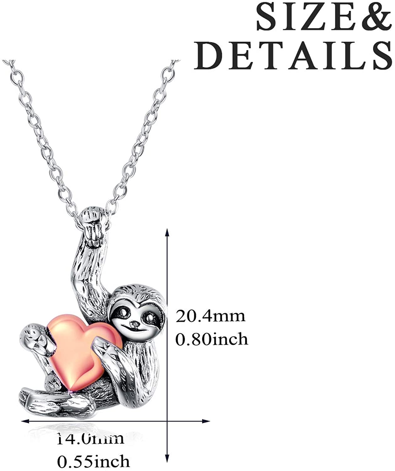 Sterling Silver Sloth Gifts Sloth Heart Necklace for Women Jewelry Gifts